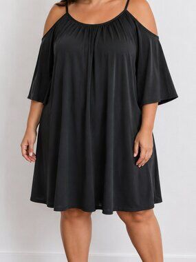 Black Lightweight Blouse-Dress | Women’s 2XL | Flowy Polyester Top